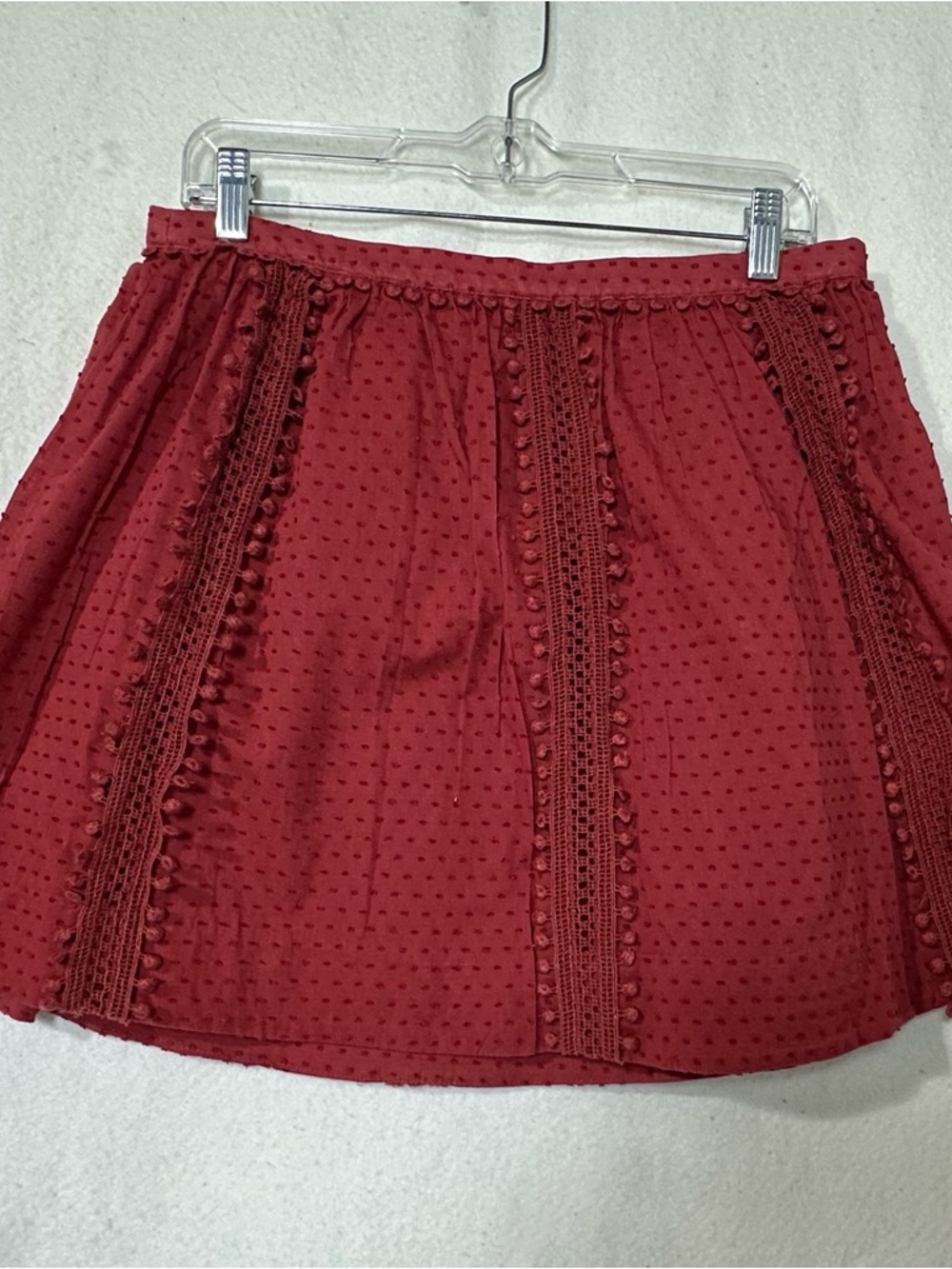 J Crew Textured Pom-Pom Trim Swiss Dot Skirt Women's SZ 6 Cottagecore Boho